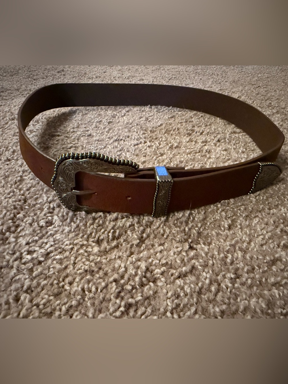 Wallflower Brown Leather Belt with Decorative Silver-Tone Buckle